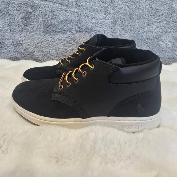 Polo Ralph Lauren Black Nubuck Canvas Sneaker Boot Men's Sizes NEW Quiet Luxury - Picture 2 of 10
